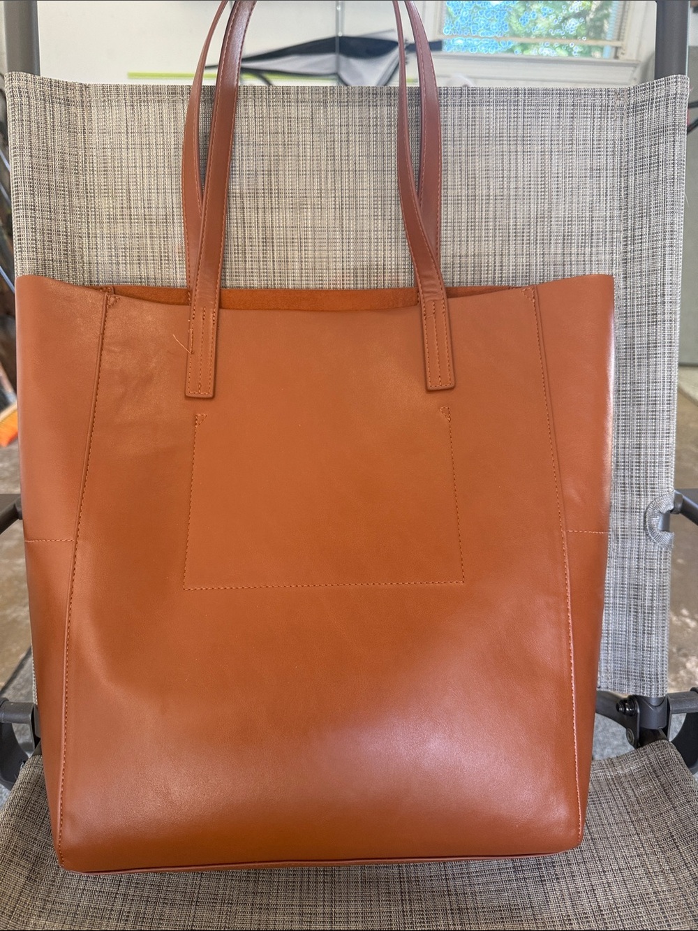 GAP Leather Tote in Warm Cognac Brown - Picture 5 of 11